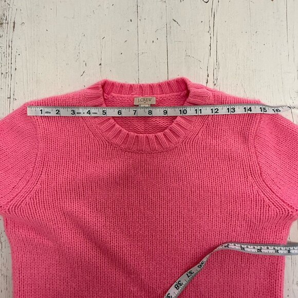 J CREW Fisherman Sweater S Wool Blend Bubblegum Pink Thick Knit Crew Neck - Picture 6 of 12